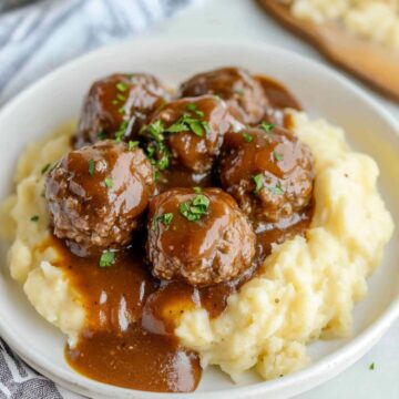 Slow Cooker Salisbury Steak Meatballs (Frozen Meatballs)